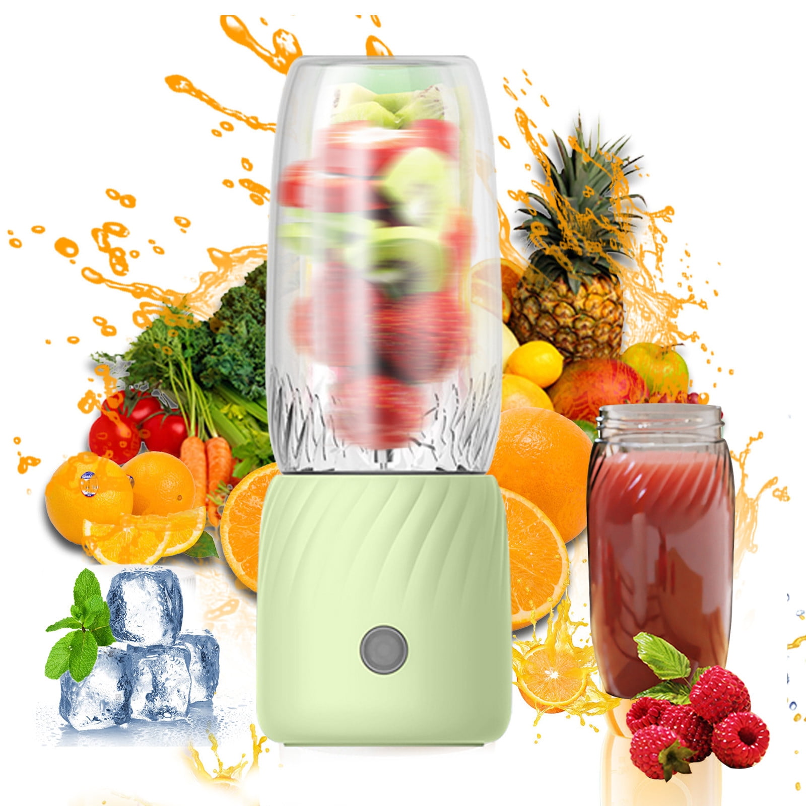 Portable USB Rechargeable Blender Juicer Mini Fruit Juicer Machine For Shakes Smoothies Travel Outdoor Green 350ml