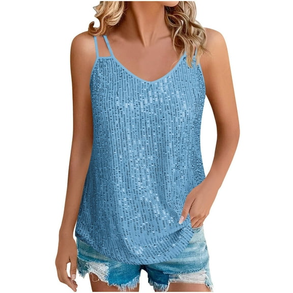 Halter Tops For Women Sevevn Women V-Neck Dressy Tank Sparkly Party Concert Outfits