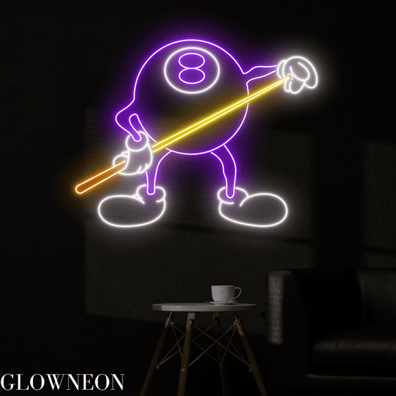 Glowneon Billiards Ball Neon Sign, Billiards Pool Hall Wall Led Decor