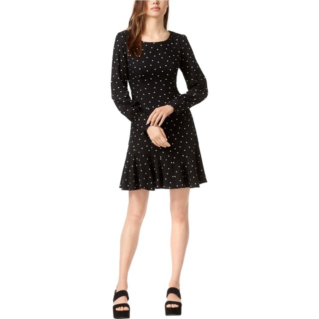 bar III Vestido ajustado y acampanado con dobladillo con volantes para mujer bwdot 2 bar III Fit & Flare