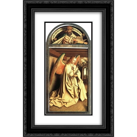 Van Eyck Ghent Altarpiece - Jan van Eyck 2x Matted 16x24 Black Ornate Framed Art Print 'The Ghent Altarpiece: Prophet Zacharias; Angel of the Annunciation'