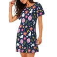 thumbnail image 2 of Pofeuu Floral Rabbit Print Women's Loose Fit Short Sleeve Nightgown, Comfortable Sleep Dress for Women, Casual Lounge Sleepwear, Soft Cotton Sleep Dress, 2 of 6