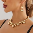 thumbnail image 3 of Exaggerated Punk Big Ball Necklace for Women - Creative Irregular Golden Choker, Party Bar Daily Wear Accessories Gifts, 3 of 7