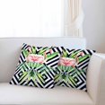 thumbnail image 6 of Decor Throw Pillow Case Pink Flamingos Green Tropical Palm Leaves On Black White Square Checkered Set of 2 Cushion Covers 18X18 Inch for Women Men for Couch Bedroom Living, 6 of 6