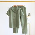 thumbnail image 2 of Abtuhar Mens Pajamas Sets,Men Fashion Pajama Casual Turndown Collar Long Sleeve Pants Setss Sleepwear Green M, 2 of 3