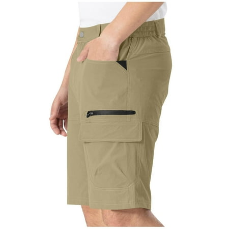 JUUYY Men s Hiking Cargo Shorts with Multi-Pockets Lightweight Outdoor Work Shorts Quick Dry Loose Casual Camping Fishing Golf Shorts Khaki S