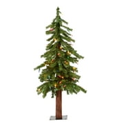 Vickerman 3' Natural Alpine Artificial Christmas Tree, Multi-colored LED Lights - Faux Christmas Tree - Seasonal Indoor Home Decor