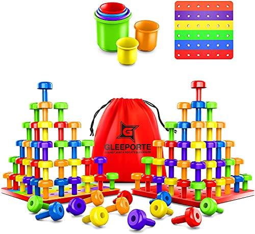96Pcs Stacker Pegs Set Montessori Tall Stackers Play Kids Educational Toys 