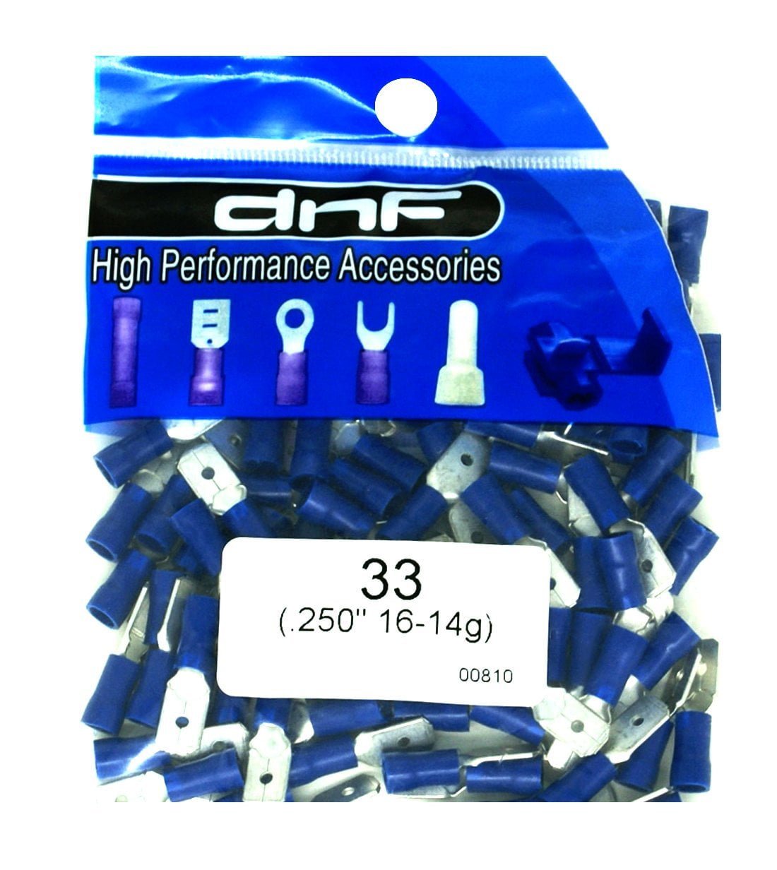 DNF 100 Pack 1614 Gauge Blue Vinyl Male Quick Disconnect Wire