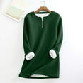 thumbnail image 2 of Duoif Womens Sweatshirt, Women's Quarter Zip Thermal Shirt - Winter Lined Fleece Pullover Sweatshirt for Women Blackish Green L, 2 of 7
