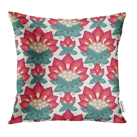 Jacobean Floral ARHOME Green Beautiful Floral Jacobean Style Flowers Colorful Herbal Red Beauty Birthday Pillow Case Pillow Cover 18x18 inch Throw Pillow Covers ()