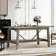 thumbnail image 3 of Wampat Modern 67.7 in Rectangle 6 Seats Dining Table, Grey, 3 of 7