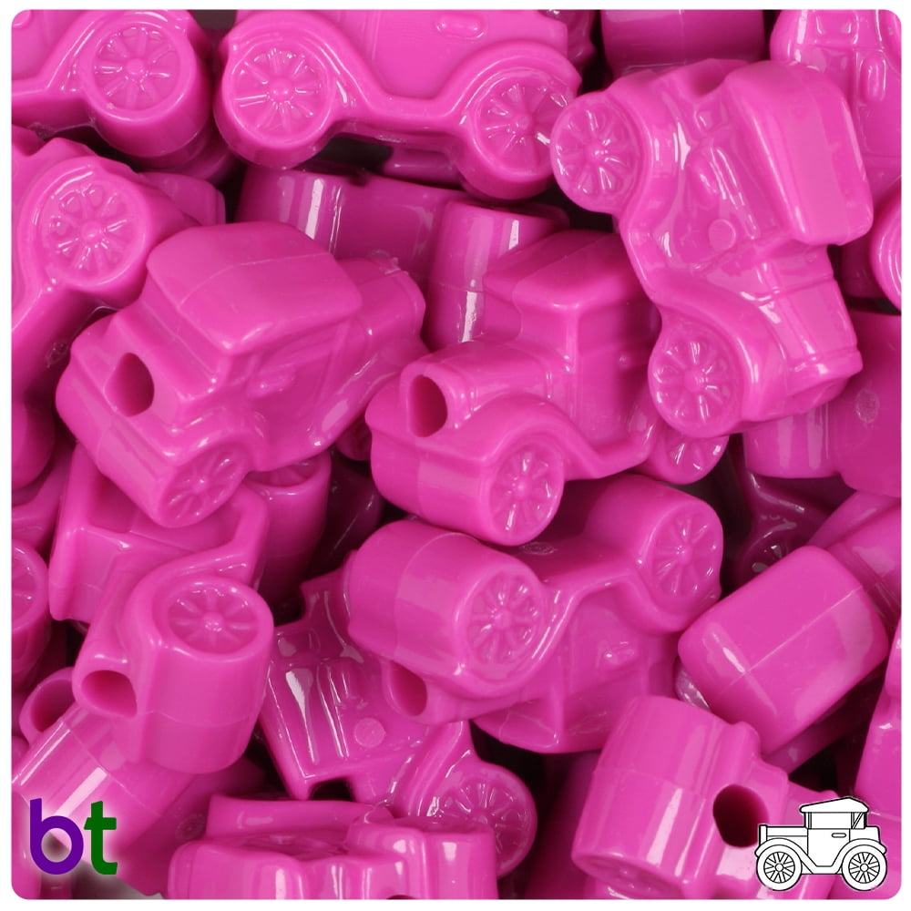 BeadTin Hot Pink Pearl 25mm Teddy Bear Pony Beads (24pcs) 