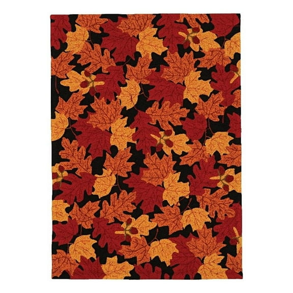 Linon Tripoli Autumn Polyester 8'x10' Rug in Black and Red