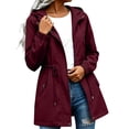 thumbnail image 3 of BiZtdJrK Rain Jackets for Women Lightweight Hooded Waterproof Rain Coats with Pockets Outdoor Long Sleeve Windbreaker Wine M, 3 of 8