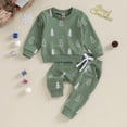 thumbnail image 5 of Gubotare Baby Boy Christmas Outfit Toddler Sweatshirt Tops Pants Long Sleeve Tee Shirt and Jogger Sweatpant Kids Clothes 12 18 Months (Green,12-18 Months), 5 of 7