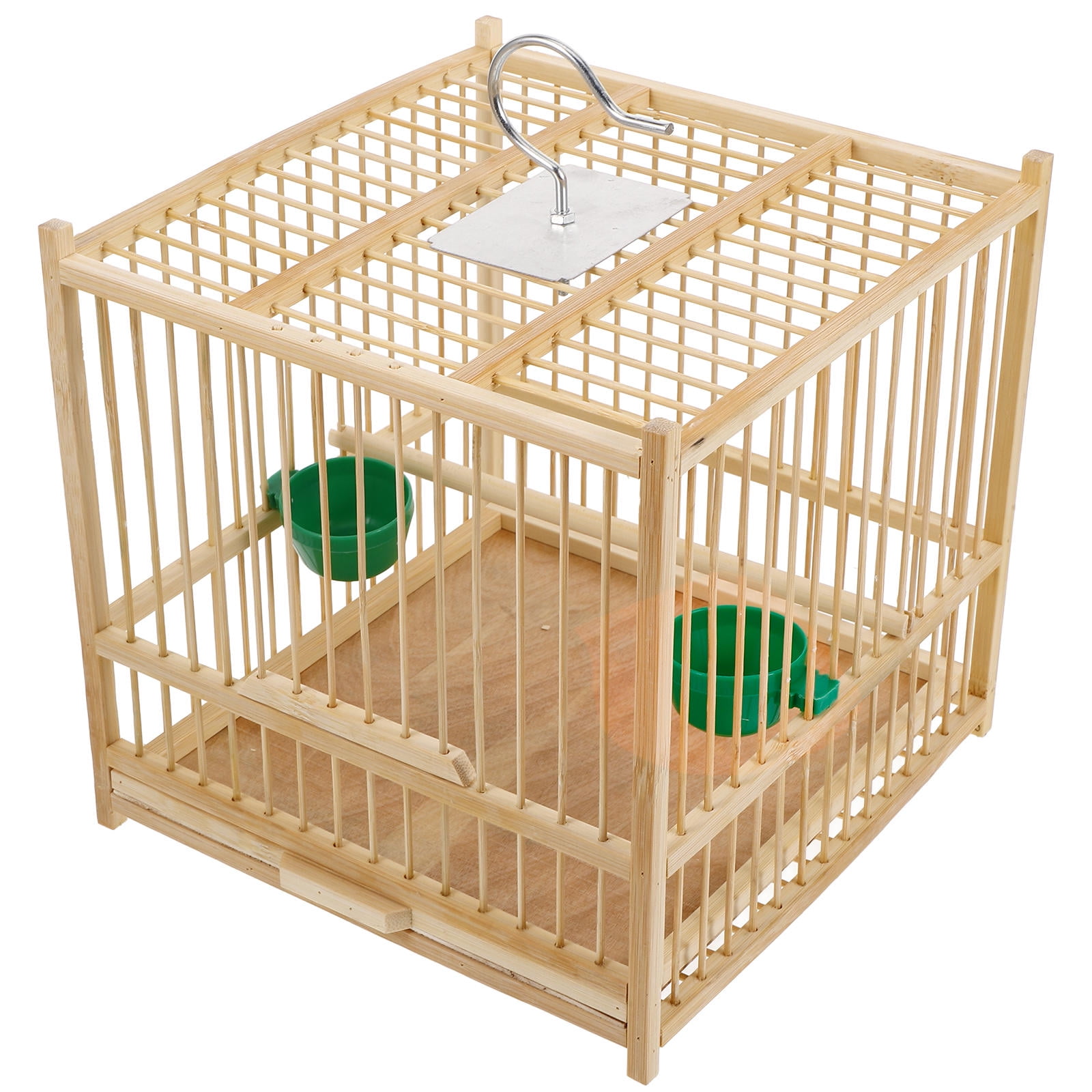 QIFULL 1 Bird Cage for Pet Animals Bamboo Parrot Cage with Round Thoughtful Design