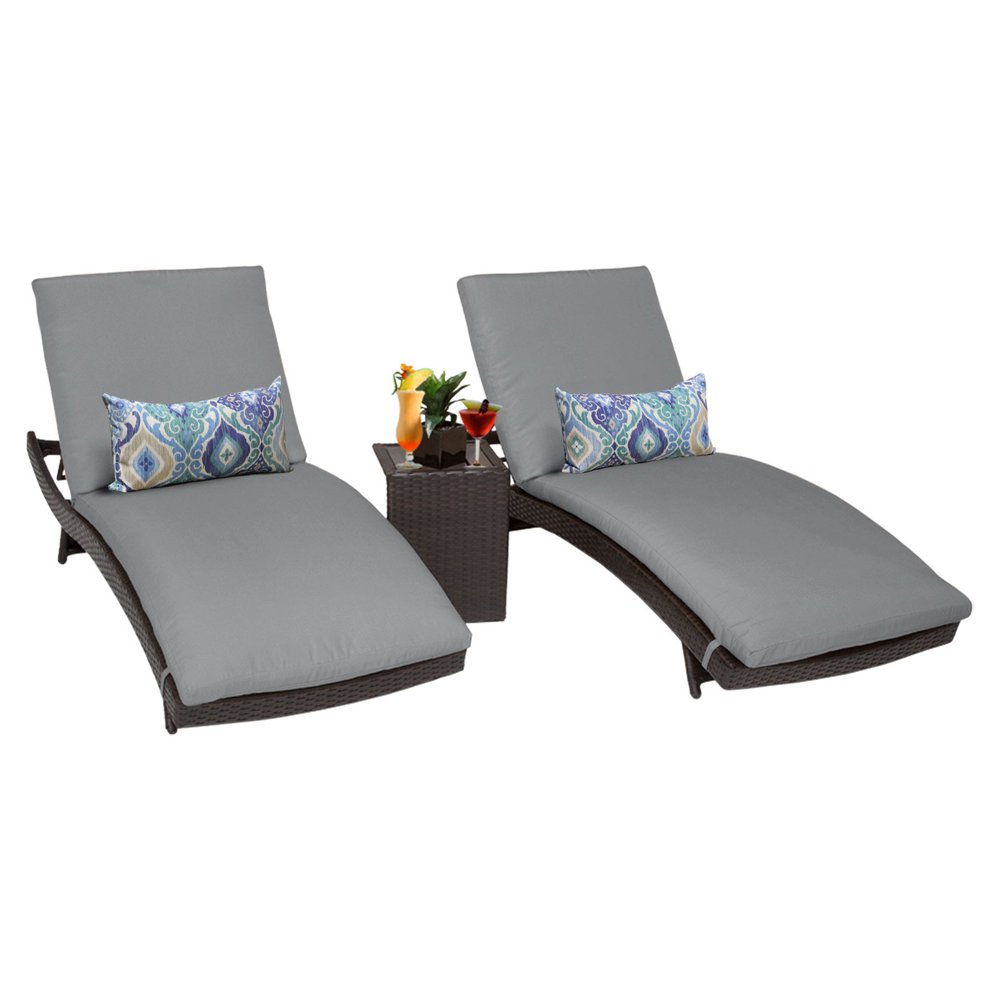TK Classics Belle Curved Wicker Outdoor Chaise Lounge Set of 2