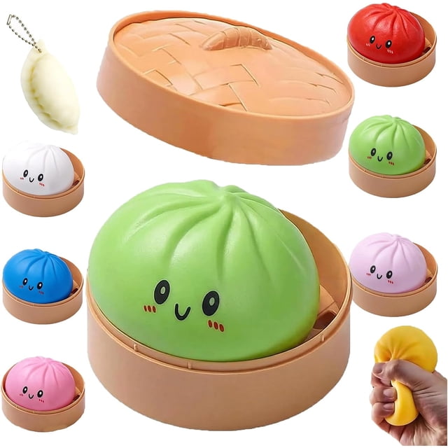 Jouet Anti-Stress en Forme de Gros Ravioli, Jouet de Décompression Doux et Compressible, Jouet en Forme d'Aliment Réaliste, Jouet en Matériau Sûr et Résilient, Jouet Portable pour Soulager l'Anxiété, Jouet Surprise Boîte Mystère, Mignon Jouet Sensoriel Relaxant