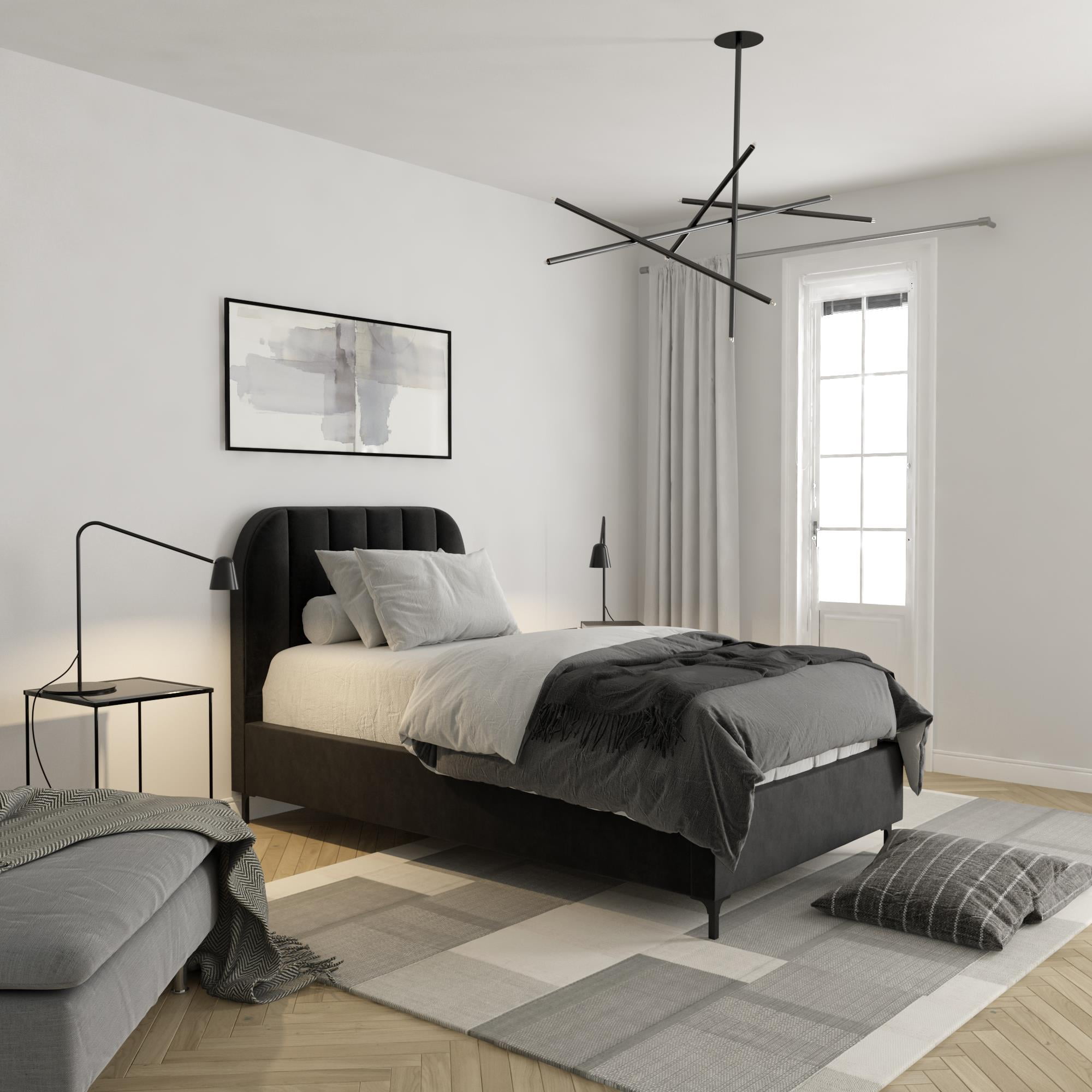 DHP Callie Upholstered Bed, Twin Size Frame, Black Velvet - Walmart.com