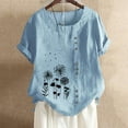 thumbnail image 3 of Sentuca Womens Print Short Sleeve Tops Round Neck Oversized Casual Shirts Light Blue 3XL, 3 of 3