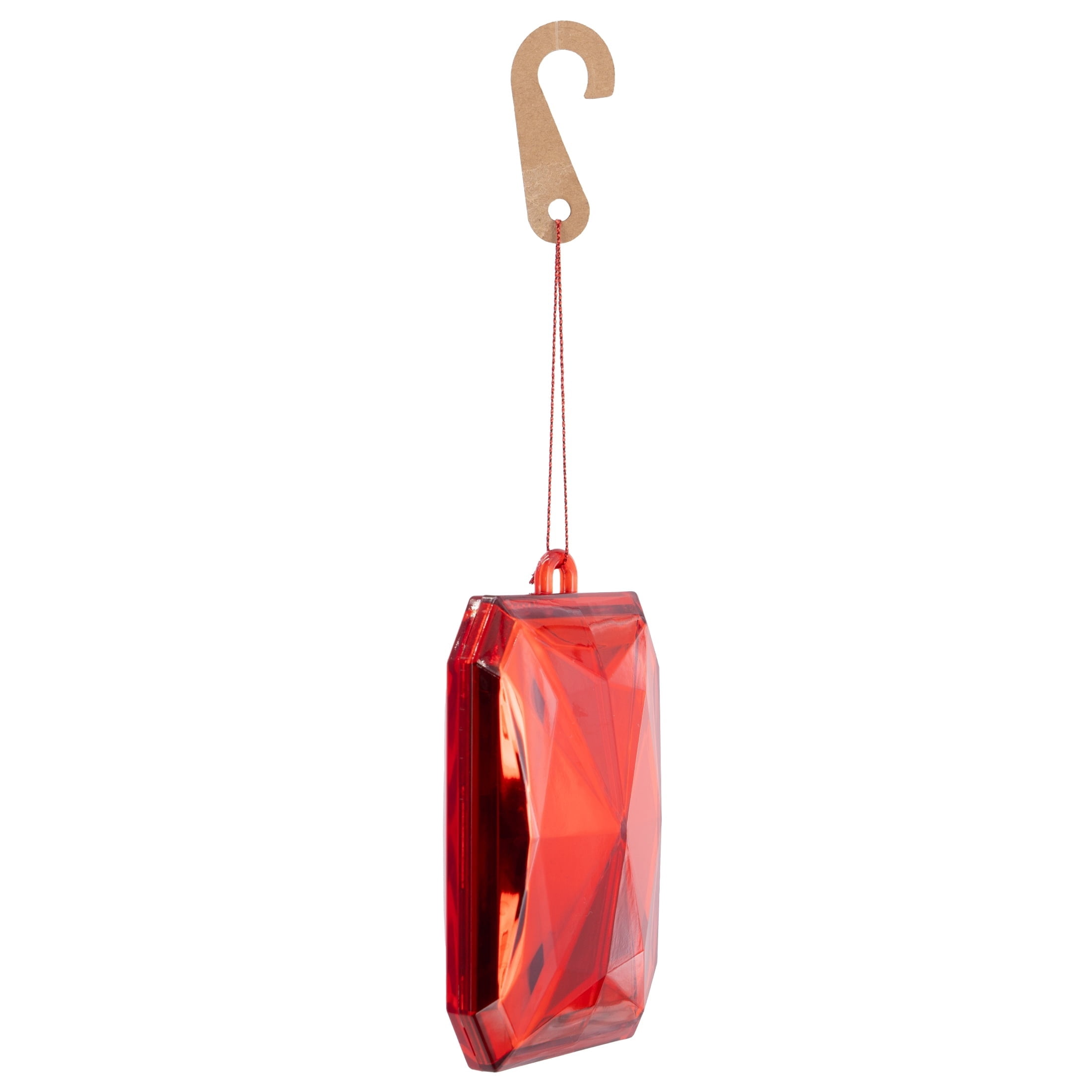 Red Rectangle Gem Christmas Ornament, 4.5", by Holiday Time