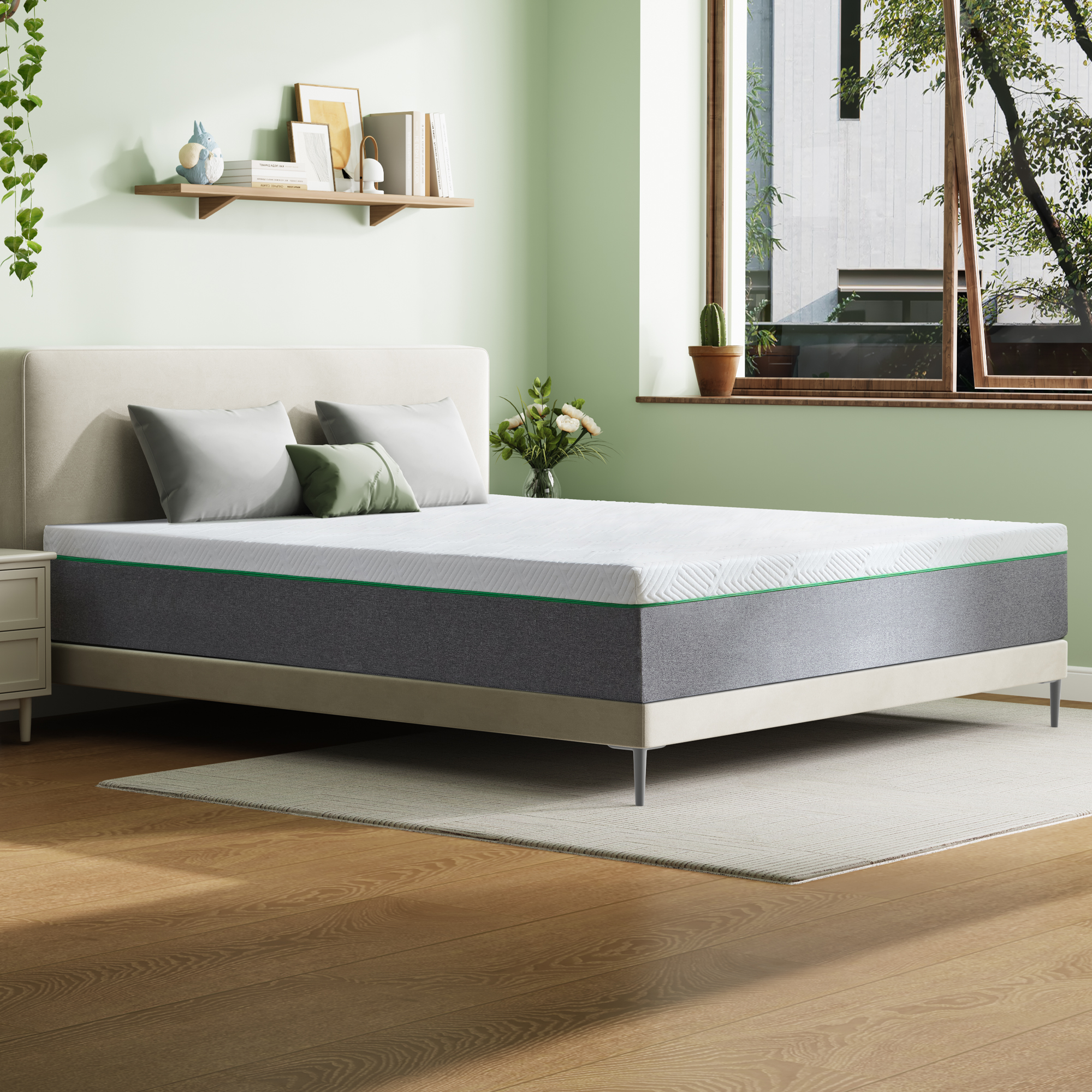 Queen Mattress, FCCTO 10" Queen Size Memory Foam Mattress, Medium