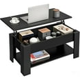 thumbnail image 1 of SortWise Table Basse Relevable de 39,4 Pouces avec Compartiment Caché et Étagère de Rangement, Table Centrale en Bois pour Salon, Salle de Réception, Bureau, Noir, 1 of 8