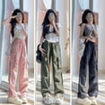 thumbnail image 3 of Cargo Pants Women Summer High Waist Wide Leg Straight Casual Sports Long Pants, 3 of 9