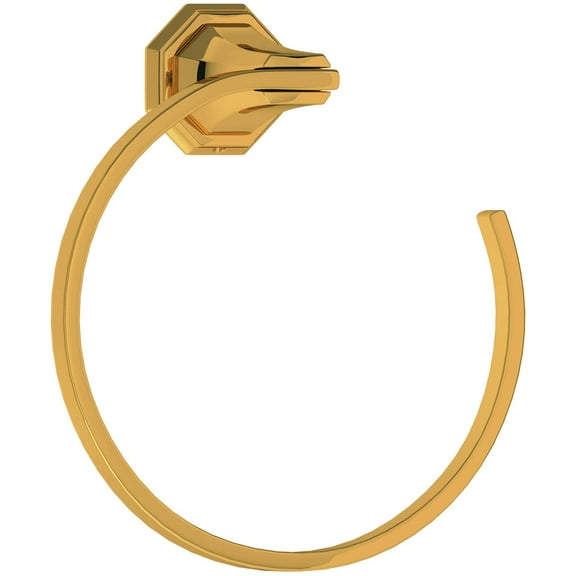 Perrin And Rowe U.6135 Deco 7" Wall Mounted Towel Ring - Brass
