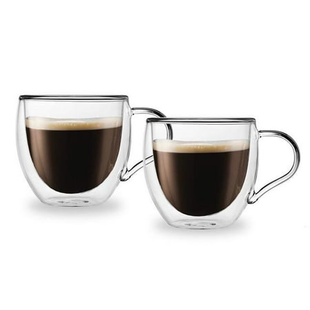 

3 oz Espresso Glass Wall Coffee Mug Clear - 2 Pair