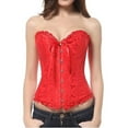 thumbnail image 1 of WZXFASHION Corsets pour Femmes Bustiers Haut Brodé Grande Taille Shapers Rouge m, 1 of 7