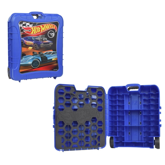 Hot Wheels 110 Vehicle Playsets Plastic Carrying Case in Blue, for Child Ages 3 