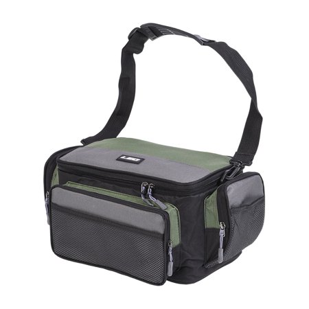 Two-Color Oxford Cloth Fishing Tackle Bag Waterproof for CARRYALL with Adjustable Shoulder and Waist Straps for Travel for Camping Hunting Green and Gray
