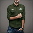 thumbnail image 2 of IROINNID On Sale Shirt with Pocket for Men Long Sleeve Turndown Military Long Sleeve Top Jacket,Olive Green, 2 of 7