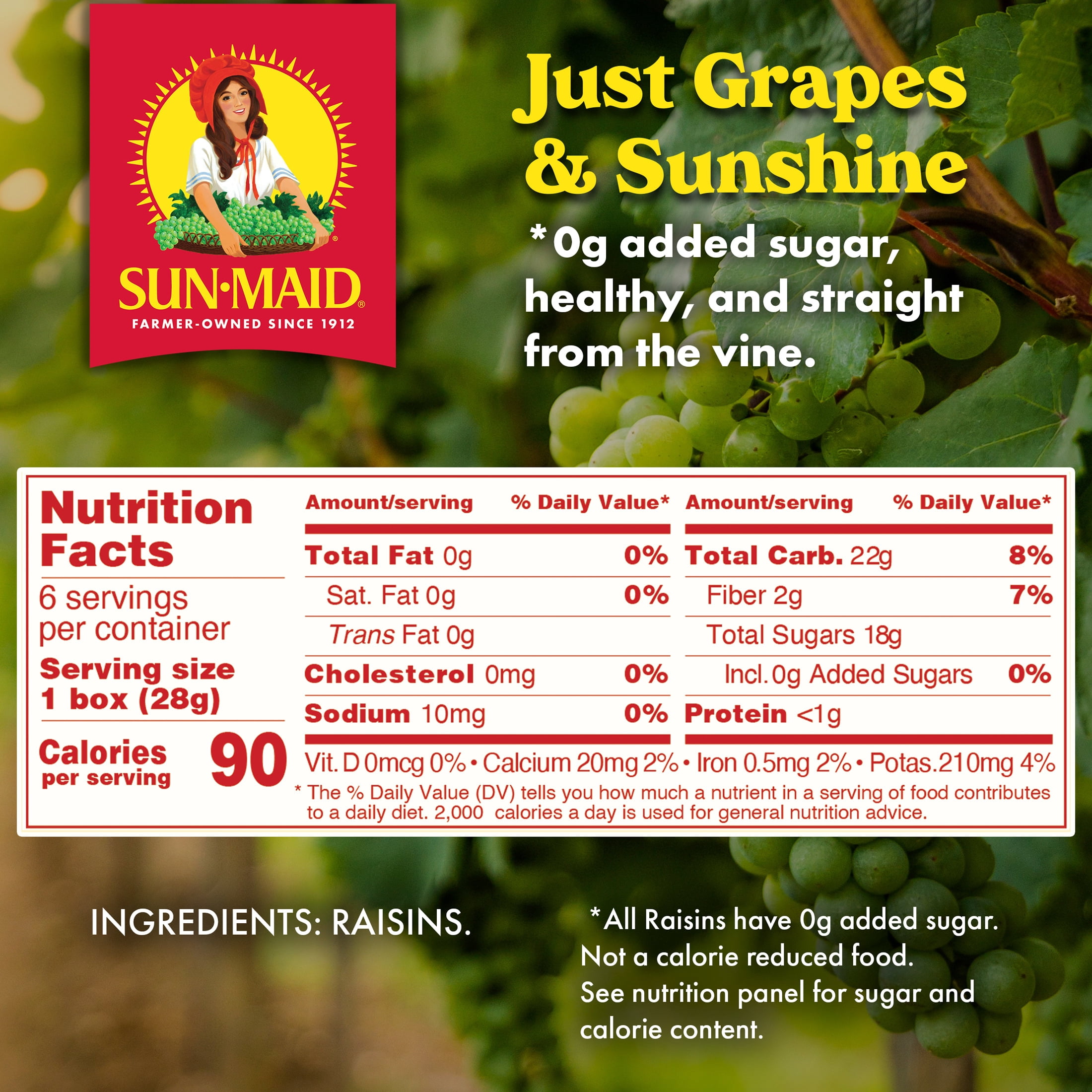(4 pack) Sun-Maid® California Sun-Dried Raisins 6-Pack/1oz Cartons