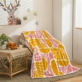 thumbnail image 4 of Boho Abstract Colorful Floral Throw Blanket, Vintage Retro Patchwork Orange Pink Flower Botanical Geometric Aesthetic Groovy Flannel Throw Blanket for Chair Bed Sofa Couch, 50X60IN, 4 of 4
