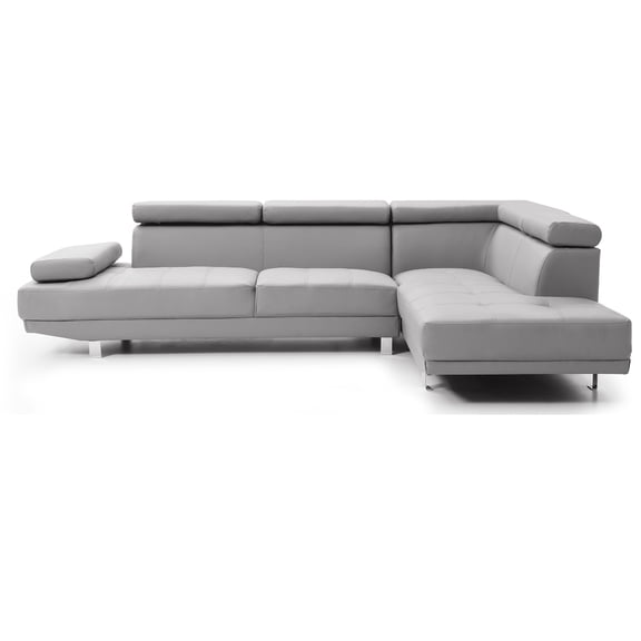 Contemporary Home Living Adjustable Faux Leather L Shape Sectional Sofa - 109" - Gray