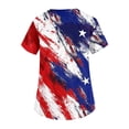 thumbnail image 5 of 250th Anniversary USA Womens Scrub Tops Loose V Neck USA Flag Print Scrubs Short Sleeve 4th of July Celebration Party Scrub Shirts Nursing Workwear Medical Nurse Uniform with Pockets Blue XL, 5 of 5
