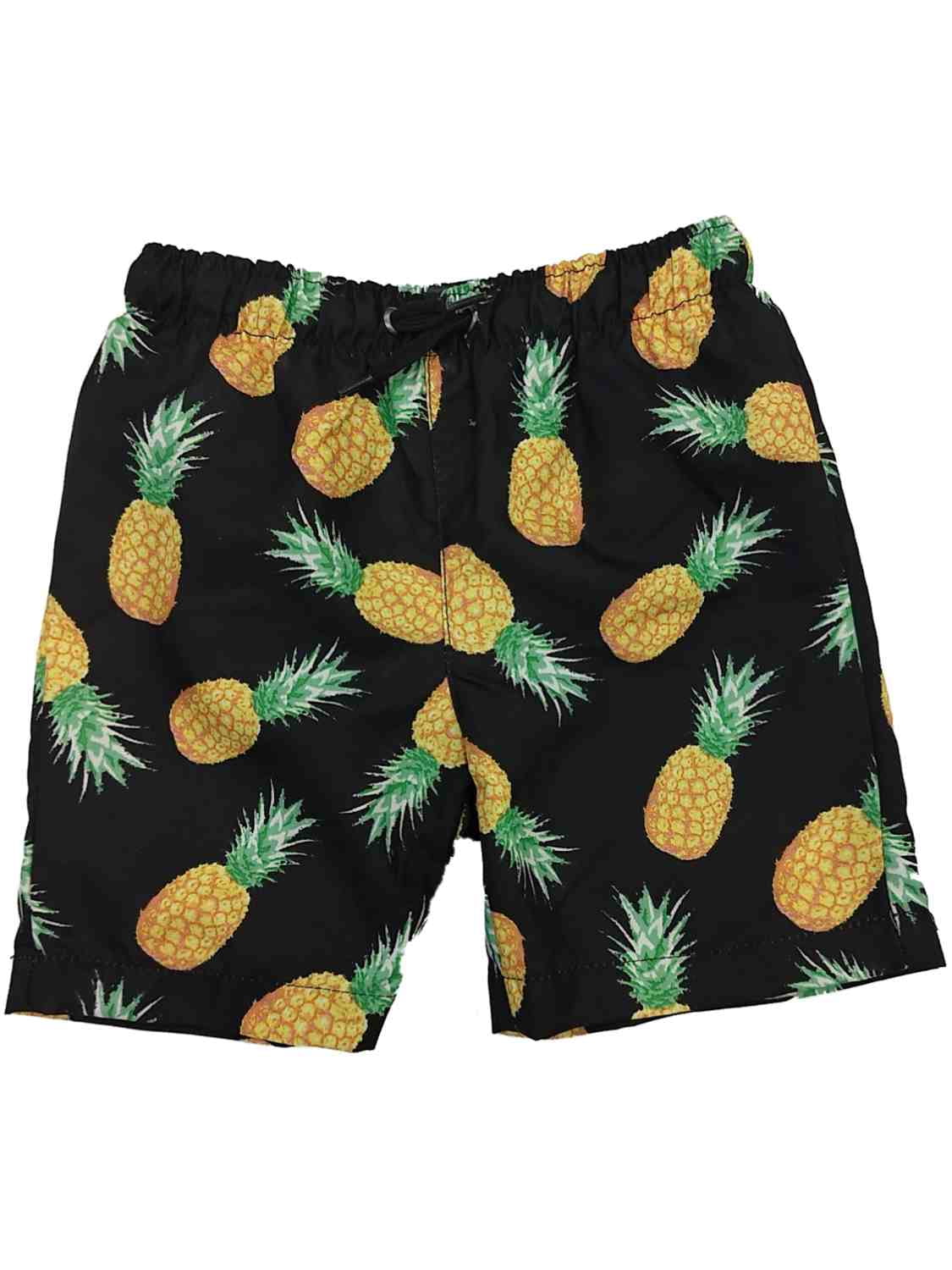 black swim trunks
