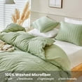 thumbnail image 2 of Cover Set Queen Size, 3pcs Washed Microfiber Green Bedding Set, Soft Breathable, 2 of 9