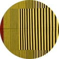 thumbnail image 1 of Ahgly Company Machine Washable Indoor Round Abstract Yellow Contemporary Area Rugs, 3' Round, 1 of 4