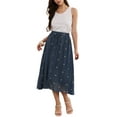 thumbnail image 2 of INSPIRE CHIC Vintage Polka Dots Skirt for Women's Casual Pleated A-Line Elastic Waist Midi Skirts XL Dark Blue, 2 of 6