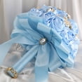 thumbnail image 5 of Nvzi Ramo de novia de lujo hecho a mano con rosas de seda grandes y flores artificiales para boda real vintage (blanco y beige), 5 of 5