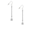 thumbnail image 2 of Delight Jewelry Silvertone Mini Skull and Bones with 3 AB Crystals - Silver-tone Long Sparkle Dangle French Earrings, 2 of 4