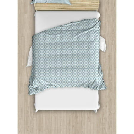 2 Piece Tropical Leaf (Blue and White Twin Size Duvet Cover Set, Doodle Foliage Pattern with Pastel Colored Background Tropical Leaf, Decorative 2 Piece Bedding Set with 1 Pillow Sham, Pale Blue and White,)