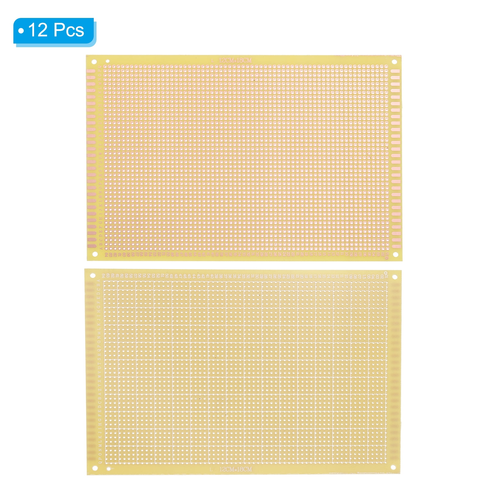 4.7" x 7.1" PCB Board Circuit, 12 Pcs Single Sided Prototype Solder Boards for Soldering and Electronic Project Circuit Boards Solderable Breadboard, Yellow
