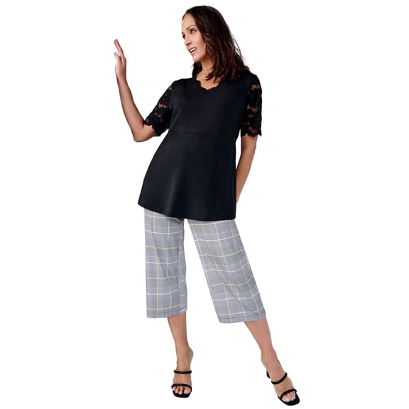 Jessica London Women's Plus Size Stretch Knit Wide Leg Crop Pant