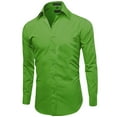 thumbnail image 2 of Men's Slim Fit Button Up Long Sleeve Solid Dress Shirt - Green - L (16-16.5) 32/33 sleeve, 2 of 5
