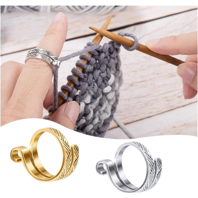 Vaidha Crochet Finger Ring Adjust Crochet Tension Ring Open Yarn Guide Finger Clip Crochet Thimble